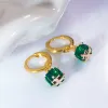 Oorbellen Emerald Square Stud -oorbellen voor vrouwen 925 Sterling Silver 18K Gold Golde luxe vintage trendy bruiloft Fijne sieraden Gift 2023