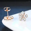 Boucles d'oreilles adjointes belles boucles d'oreille de fleur de printemps pour les femmes Crystal Crystal Cz rose Gold Color Gift Girls Fashion Bijoux E399