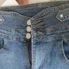Übergroße S-3xl Ein-Bastentier-Pocket-Frauenhosen Sommerhoch Taille Slim Wäsche Denim Shorts All-Match Stretch Streetwear 240418