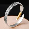 Stränge Vintage Punk Silber Farbe abgenutzte Federmanschette Armband für Männer Frauen kreatives Design Handgelenk Offener Bangle Charme Schmuck Geburtstag Geschenk