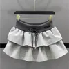 Skirts Spring Summer Drawstring Elastic Waist Skirt Women's High Slimming A-Line Short Y2k Casual Streetwear Jupe K084