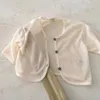 Kurtki 2023 Summer New Baby Solid Cardigan Thin Cotton Children Children Chłopcy Komar Komar Infant Girl Ochrona przed słońcem H240423