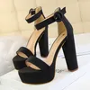 Kleiderschuhe dicke Ferse Super dünne High Heels Sexy Nachtclub Frauen wasserdichte Plattform offene Gürtelschnalle Sandalen