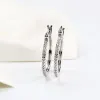 أقراط 925 Sterling Silver Big Circle inclaid Zircon Mirlings for Women ، S925 Argent Women's Model Shiny arring 17mm40mm 5 size