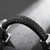 Bracelets à charme Bracelet en acier inoxydable gothique Haoyi Bracelet en acier inoxydable Fashion Black Leather Punk Skull Jewelry Gift