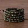 Strands fatti a mano africani turchesi a 5 file avvolgenti bracciale boho in pelle naturale in pelle naturale bracciale gialla yoga gioielli dropshipping