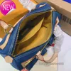 Denim Vintage Shoulder Bags Women Tote Canvas Handbag Old Flower Underarm Bag Print Purse Backpack Gold Hardware Pouch 2022