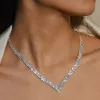 Ожерелья Fyuan Shine Silver Gold Color Ownestones Коелевые ожерелья для женщин Треугольник Геометрические ожерелья свадьбы обручальные ювелирные изделия