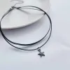 Necklaces 1 a retro fashion personality contracted stars the moon double black leather choker necklace cervical collar neck jewelry neckla