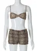 Tute da donna per le tracce di leopardo artifici da donna sexy set da 2 pezzi camis reggiseno top a bassa vita cortometraggi estivi abiti da spiaggia per le vacanze