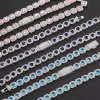 Colliers 12 mm plaqués en argent glacé out Bleu CZ Jumbo Square Sparkling Cluster Cumbic Zirconia Tennis Link Chains pour hommes