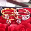 Gruplar Pırıl Pırıl 1 Karat Doğal Zirkonya Diamant Halkalar Yüksek Kaliteli Gerçek Altın Asla solma/Alerji Free Wedding Band Mücevherleri Kadınlar İçin