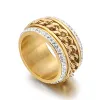 Bands Jewelry Peru Lima Gold Color Twist Pattern Women Rings Zircon Classic Vintage Rings Stainless Steel Wedding Rings For Women