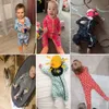 Född baby romper flickor pojkar söta tecknad djur randkläder för barn långärmad hösten rompers jumpsuit outfits kostymer 240411