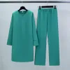 Kleidung Muslim Sets zwei Stücke passt islamische Kleidung Lange Chiffonhemden Pullover Tops und gerade Hosen lose Hosen Frauen Sets