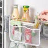 Storage Bags Refrigerator Door Double Mesh Bag Classification Two Grids Hanging With Hook Fridge Organizer Pockets