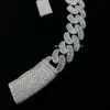 Crazy Hiphop Chain 20mm Width Box Clasp Sterling Silver 925 Pass Diamond Tester Iced Out Ideal Cut Moissanite Cuban Necklace