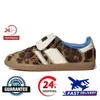 Wales Bonner Leopard Silber dunkelbrauner Leoparden -Druck Sneakers Vegan Running Schuhe Frauen Plattform Schuhe 00S -Trainer für Männer