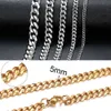 Curb Cuban Link Chain Chokers Basic Punk Stainless Steel Necklace Vintage 18k Gold Tone Solid Metal Product for Men Women