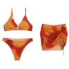 Swimsuit Japonais et coréen New Women's Split Dye Trois pièces Set Swimsuit Sexy Small Chest Rassette des filles épicées