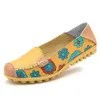 Casual Shoes Comemore Woman Flat Bekväm loaferlägenheter plus storlek 44 2024 Ballet Summer Flower Print Soft Women äkta läder