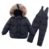 Coats 26 year old children's down jacket suit winter boys and girls thickened jumpsuit big fur collar thickened hooded jacket