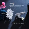 Brincos cwwzircões clássicos em forma de flor CZ cor de prata sem perfuração Ear clipe de brincos jóias para mulheres cz160