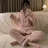Kadın pijama 2024 Koreli Versiyon Pijamalar Kış Coral Velvet Kalınlaştırılmış Peluş Peluş Sıcak Sezon Flannel Homewear Seti