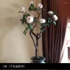 Decorative Flowers Peony Tree Artificial Flower Fake And Plastic Trees Indoor Living Room Rattan