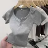Długość ramion damska koszulka damska krótkie rękawy Lato nowy trend Pure Desire Style Pikantna dziewczyna Instagram Top Internet Red Slim Fit Shirt