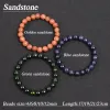 Strands Natural Blue SandStone Round Beads Bracelet & Bangle 412 MM Blue Green Golden Sand Stone Fashion Starry Sky Wrist Jewelry Gift