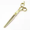 Shears Professional 7 '' Gold Damasco a forbice di lusso di forbici di alto livello che tagliano utensili da barbiere di assottigliamento di taglio di taglio a forbici per capelli