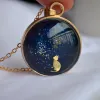 Necklaces Cat Under the Stars Starry Sky Pussy Gold Color Pendant Chain Long Necklace Women Boho Fashion Jewelry Bohemian Vintage Handmade