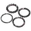 Strands Gold Color Obsidian Bracelet Men Black Natural Stone Beaded Women Men Braslet For Male Yoga Hand Jewelry Accessories Wristband