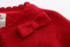 Coats 2022 Red Baby Girls Cardigans Sweater Jacket Bow Purple Baby Girl Coat of 1 2 3 4 Years Old Outcoat Shawl Baby Clothes OKC195109