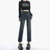 High quality tube small straight leg jeans for women in spring 2024 with a high waisted design that looks slimming and elasticS traightl egp antsa re