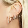 Ohrringe CRMYA 1PC GOLD Color Hoop Ohrringe für Frauen Zirkonstierpiercing Double Round Kette Quaste Ohrringe 2022 Schmuck Großhandel