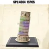 3D Puzzles 15pcs Världsberömda arkitektur Leaning Tower of Pisa med LED 3D -papperspussel leksak Y240415