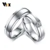Bande Vnox Eleganti Coppia Rings for Women Uomini in acciaio Wedding Bands AAA CZ Stones Trendy Anel Alliance Gift