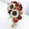 Hochzeitsblumen Braut Bouquet Simulation von Sonnenblumenwasserfall mit Braut für Novias hält