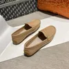 Casual skor solid fullkorn läder lägenheter kvinna kohud mockasins rund tå slip på damer dagliga kontor loafers gummi sneakers mujer