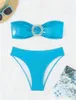 Fashion de maillot de bain pour femmes sexy deux pièces dame élégante au large de l'épaule Bowknot Bikini ensemble Rhinstone Beachwear Summer Bathingsuit