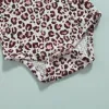Ställer in nyfödda flickkläder 2021 Autumn 3st Leopard Print Fly Long Sleeve Round Collar Romper Solid Color Corduroy Dress pannband