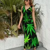 Casual Dresses Leaf Dress Streetwear Boho Beach Long Female Vintage Custom Maxi Birthday Present