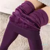 Frauen Winter warme Leggings elastische hohe Taille plus samtig dicke künstliche schlanke Stretchhose