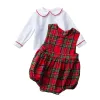 Vêtements d'enfants en une seule pièce à saut à manches longues 2pcs / ensemble Tshirt nouveau-né + Sober Plaid Style Baby Girls Fashion Tenues de mode