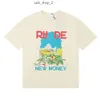 Rhude Мужские футболки Дизайнерская футболка мужчина женская свободная повседневная белая футболка с коротким рукавом летняя хип-хоп уличная одежда Топ 210
