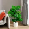 Decorative Flowers 65cm 3 Forks Large Artificial Tropical Plant Fake Rubber Tree Plastic Banyan Green Big Leaves For Home Garden Office