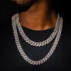 Sterling Silver 925 Two Tone Frong Set Miami Iced Out VVS Moisanite Cuban Link Chain