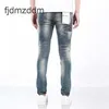 Purple Jeans Designer dla męskich wędrówek Risped Hip Hop High Street Fashion Brand Pantalones Vaqueros Para Hombre Motorcycle Hafting Zamknij się